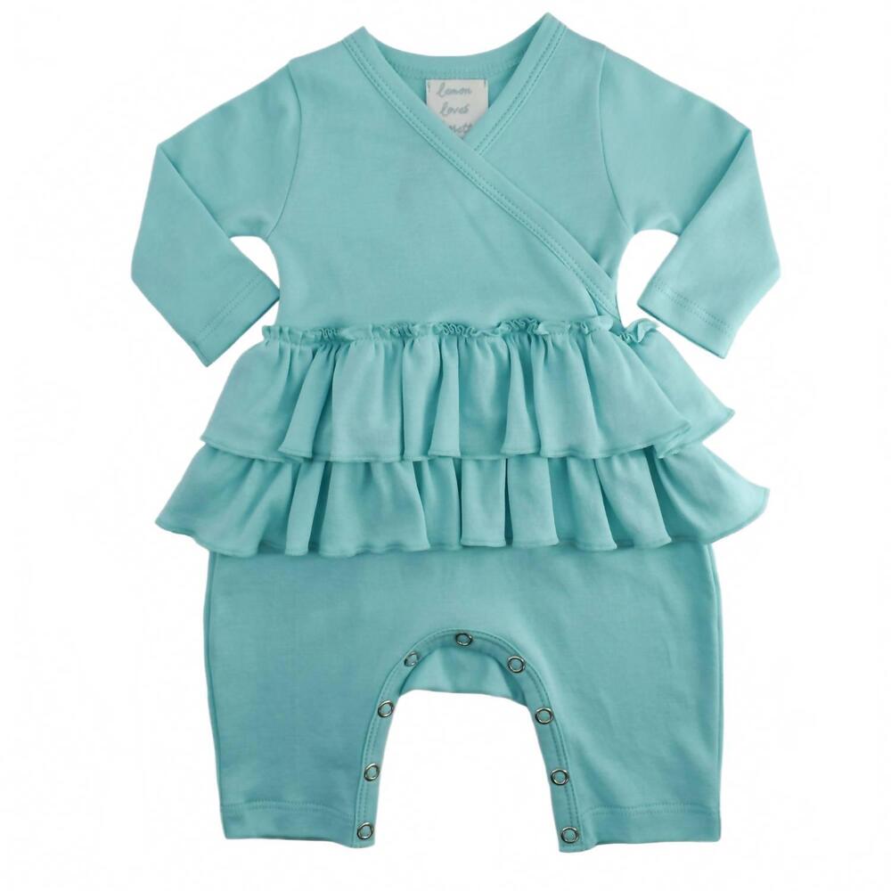 NEW LEMON LOVES LAYETTE newborns and baby girls mayra romper in blue tint